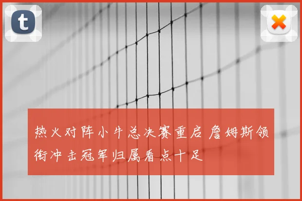 热火对阵小牛总决赛重启 詹姆斯领衔冲击冠军归属看点十足